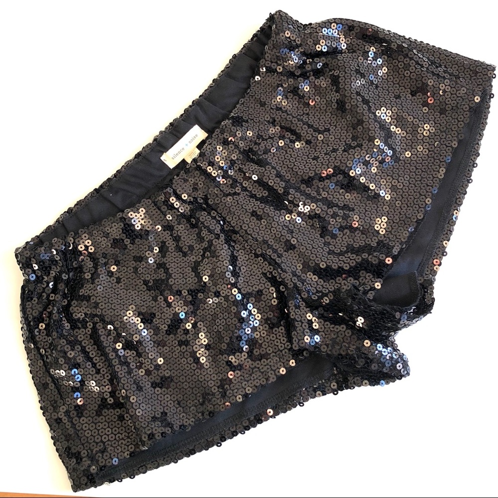 Silence + Noise Black Sequin Shorts
